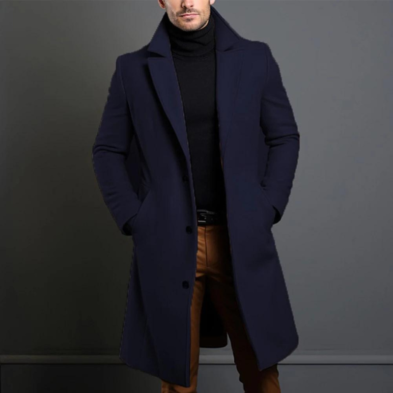 NOUVEAU RICHE Lusso Hochwertiger Wollmantel für Männer Blau