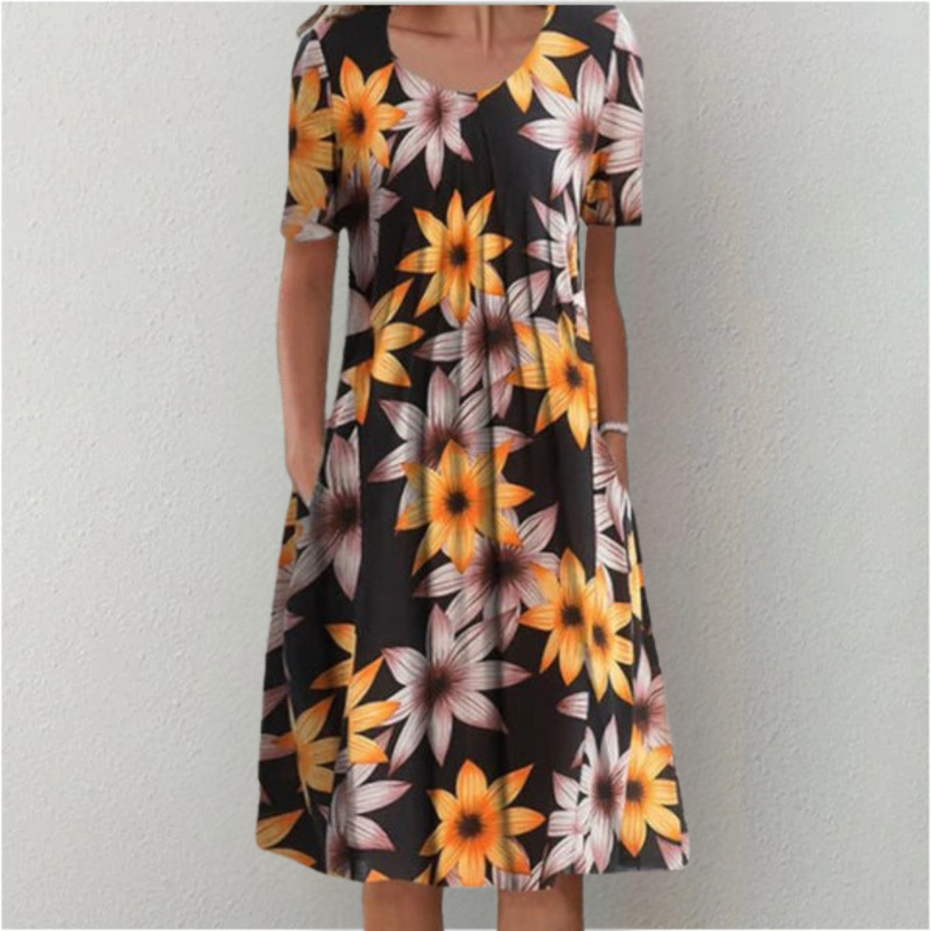 Lässiges Midikleid mit Blumenmuster für Damen