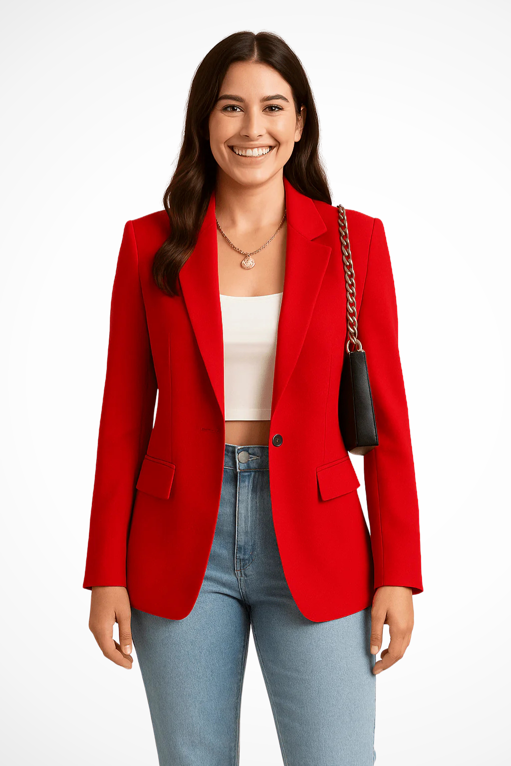 Women's Tailored Blazer | Elegant Single-Button Blazer with Notched Collar for Business and Everyday Wear | Modern Design with Flap Pockets