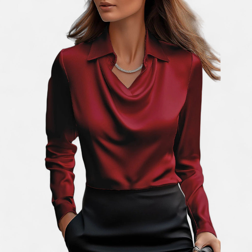 Satinbluse mit Wasserfallausschnitt für Damen – Elegantes Design & Zeitloser Stil