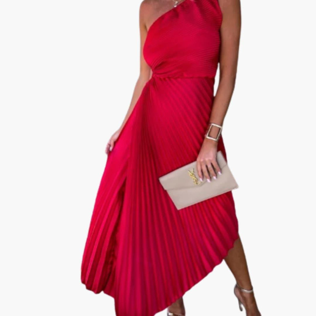 Asymmetrisches Cocktailkleid für Damen mit One-Shoulder-Ausschnitt und Plissee-Design