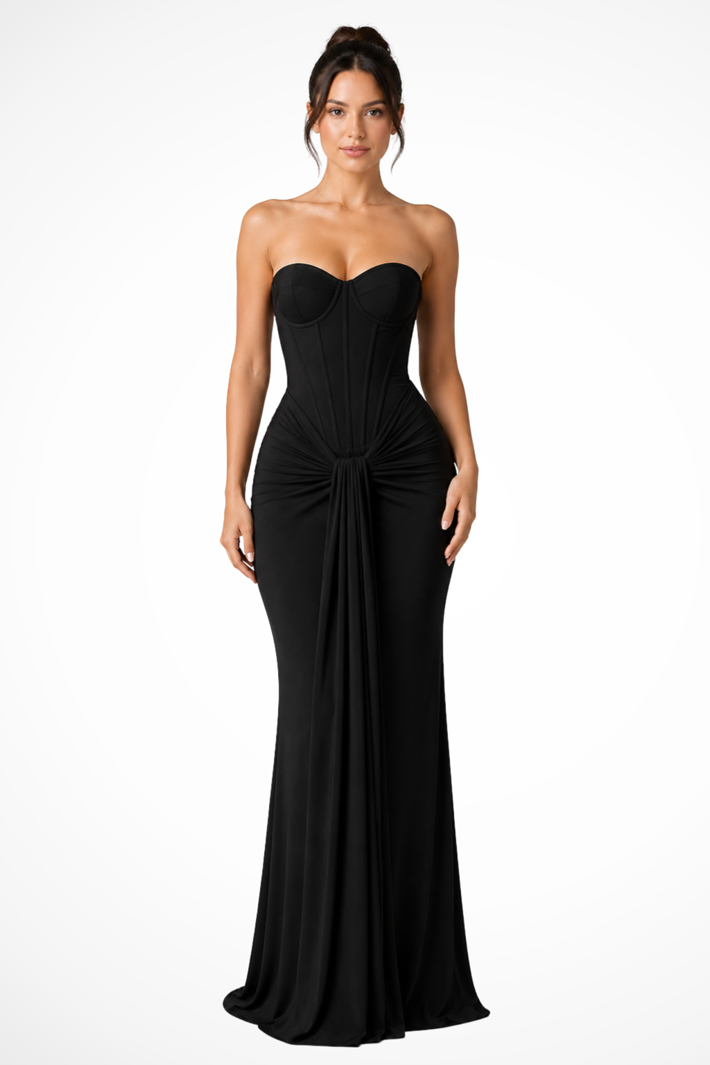 Spitzen-Korsett-Maxikleid für Damen – Trägerlos & Drapiert für Hochzeitsgäste