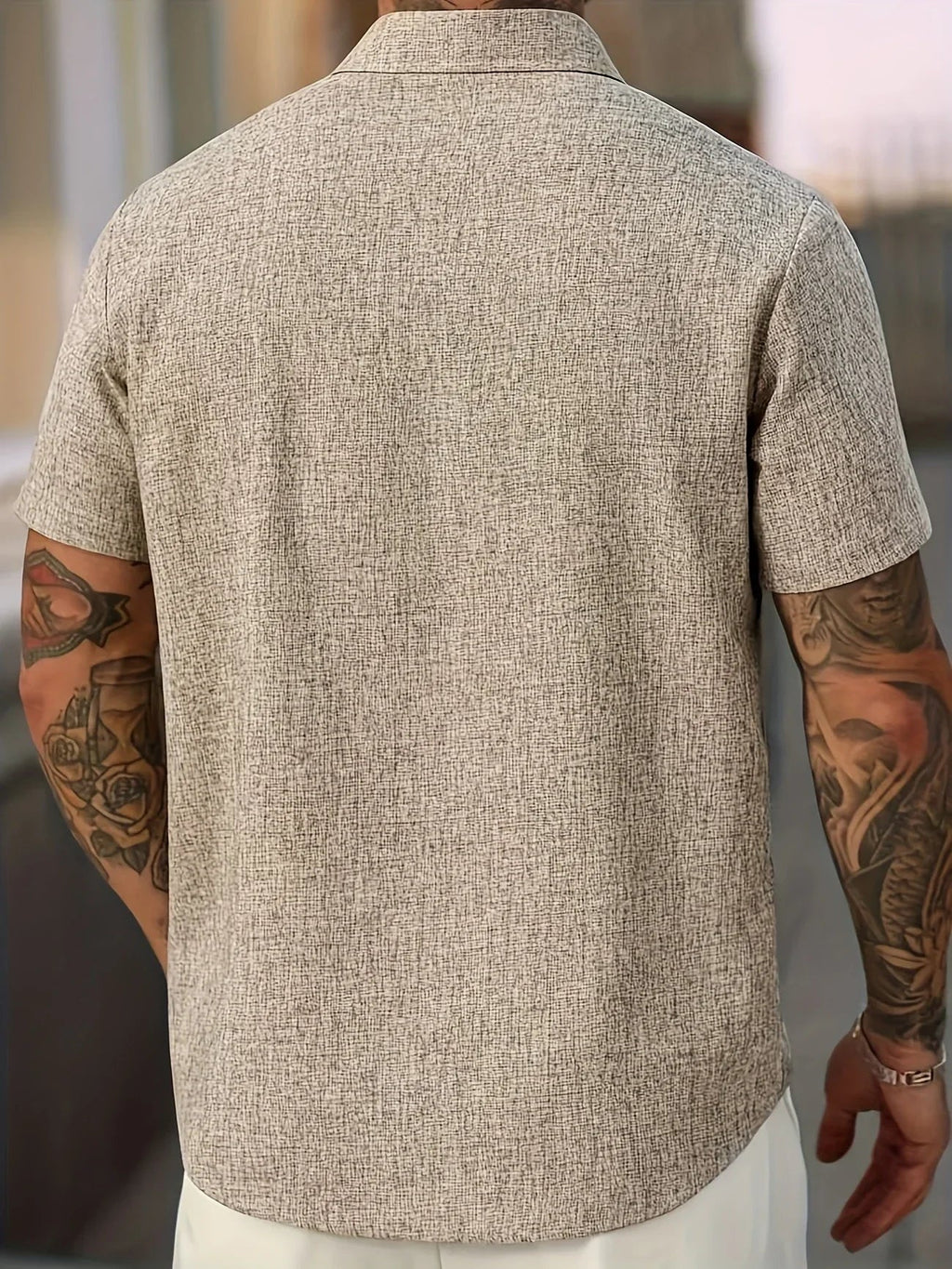 Men's Short-Sleeve Linen Shirt - Lightweight Summer Shirt Made from Linen Blend - Breathable Casual Shirt for Vacation and Everyday Wear
