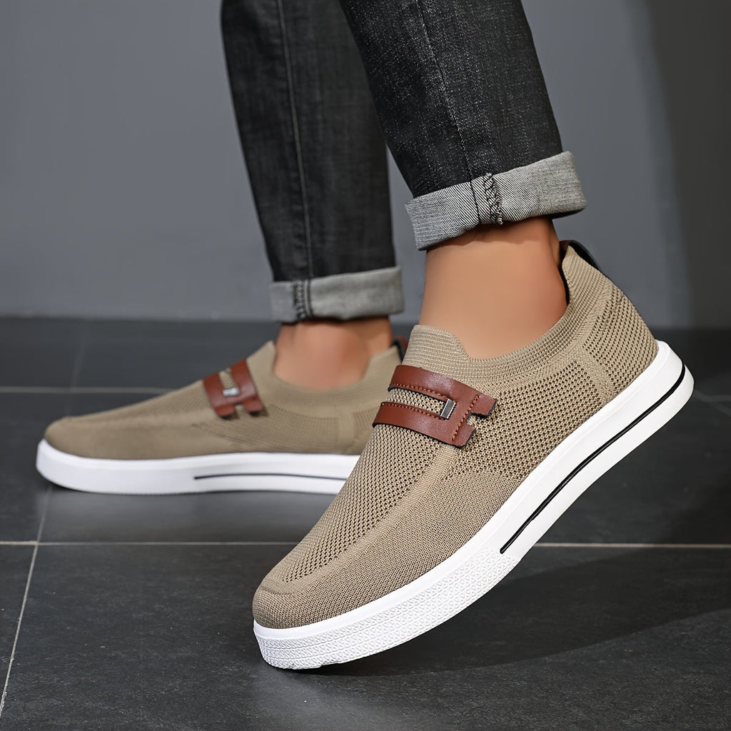 Men's Slip-On Sneakers | Breathable Knit Shoes for Everyday Wear | Lightweight Casual Shoes Without Laces & Comfortable