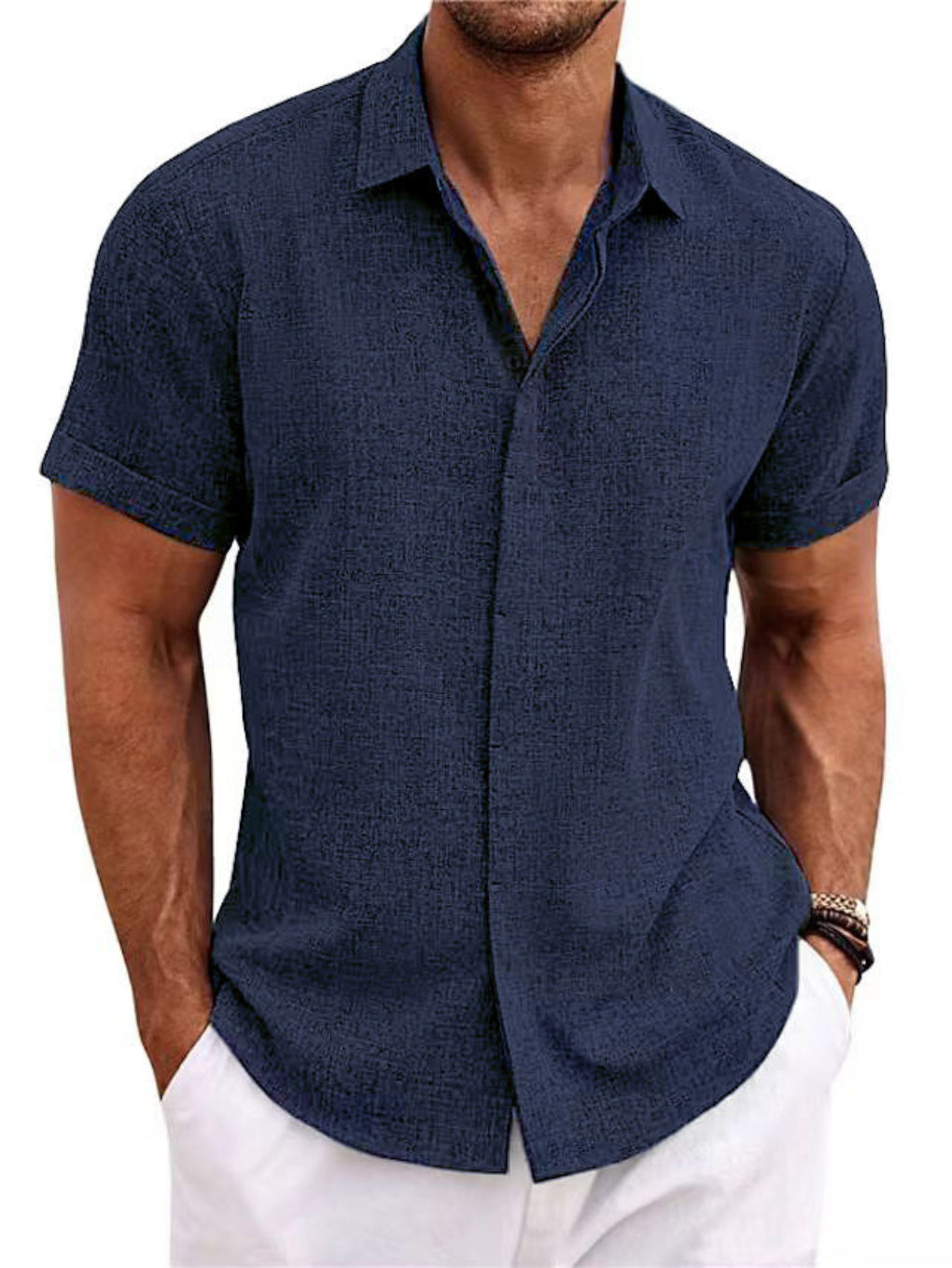 Lightweight men's short-sleeve shirt made from breathable summer fabric | Classic casual shirt with a regular fit for warm days