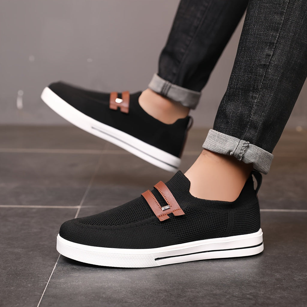 Men's Slip-On Sneakers | Breathable Knit Shoes for Everyday Wear | Lightweight Casual Shoes Without Laces & Comfortable