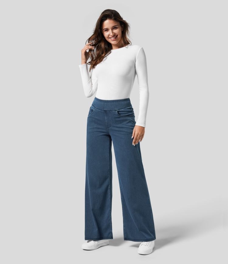 Bequeme Damen Jeans mit hohem Bund und elastischer Passform - Flexible Stretchhose für Alltag und Büro mit hohem Tragekomfort