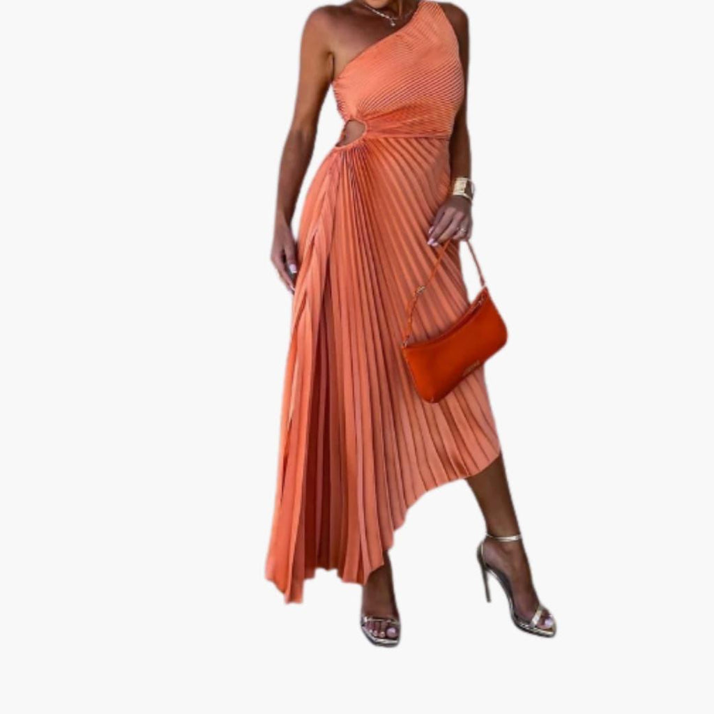 Asymmetrisches Cocktailkleid für Damen mit One-Shoulder-Ausschnitt und Plissee-Design