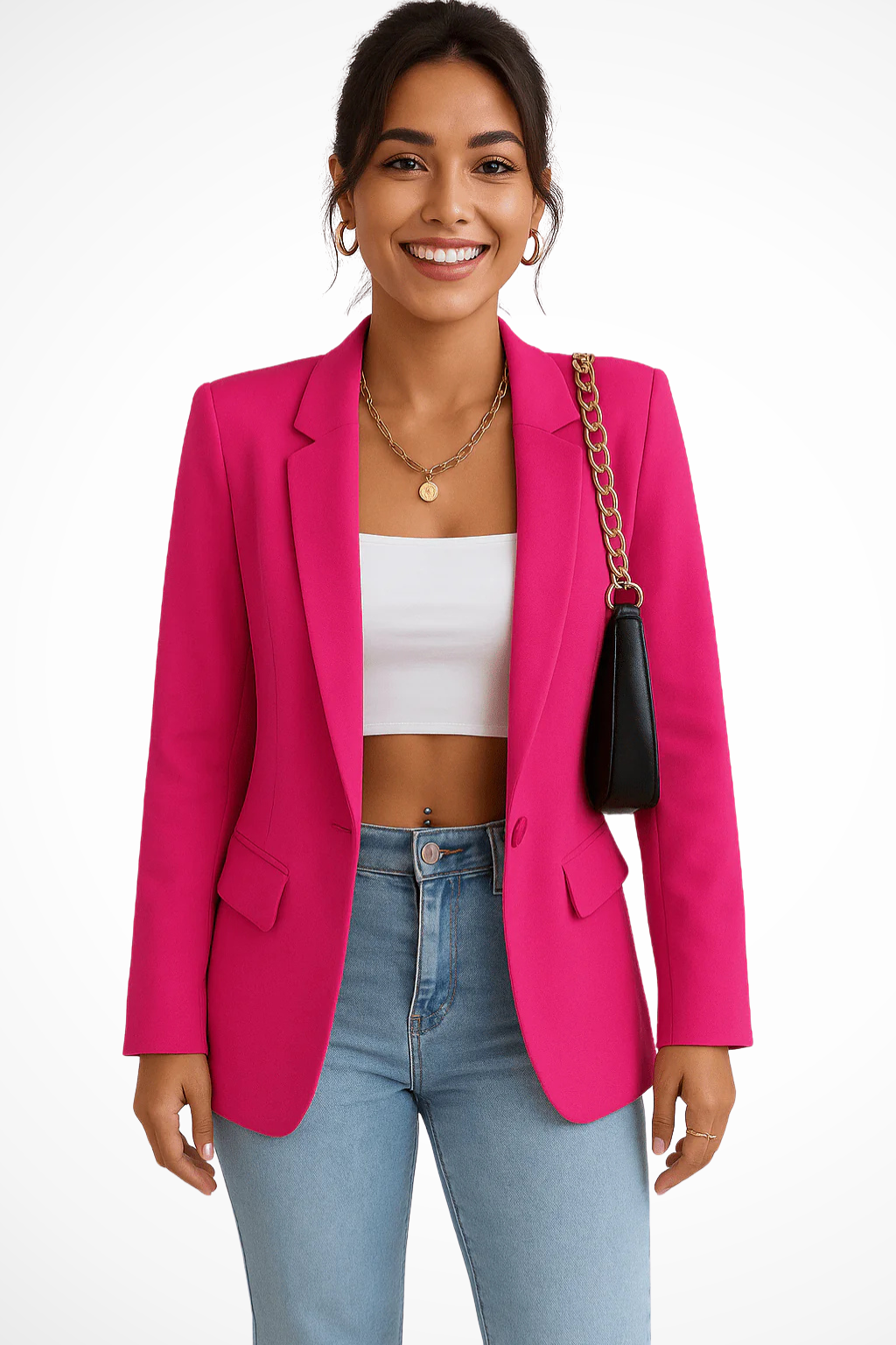 Women's Tailored Blazer | Elegant Single-Button Blazer with Notched Collar for Business and Everyday Wear | Modern Design with Flap Pockets