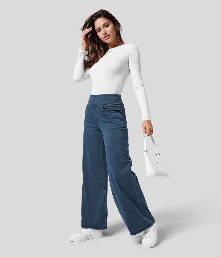 Bequeme Damen Jeans mit hohem Bund und elastischer Passform - Flexible Stretchhose für Alltag und Büro mit hohem Tragekomfort