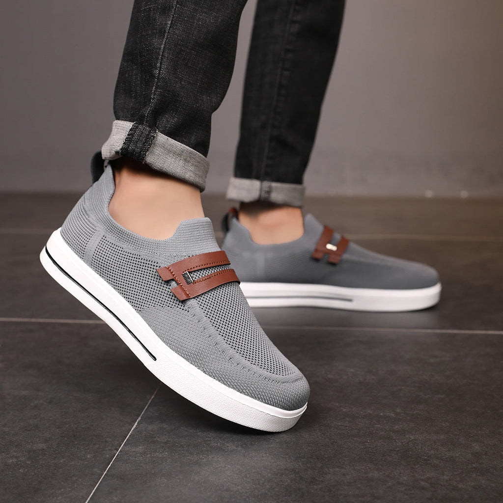Men's Slip-On Sneakers | Breathable Knit Shoes for Everyday Wear | Lightweight Casual Shoes Without Laces & Comfortable