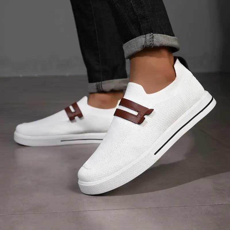 Men's Slip-On Sneakers | Breathable Knit Shoes for Everyday Wear | Lightweight Casual Shoes Without Laces & Comfortable