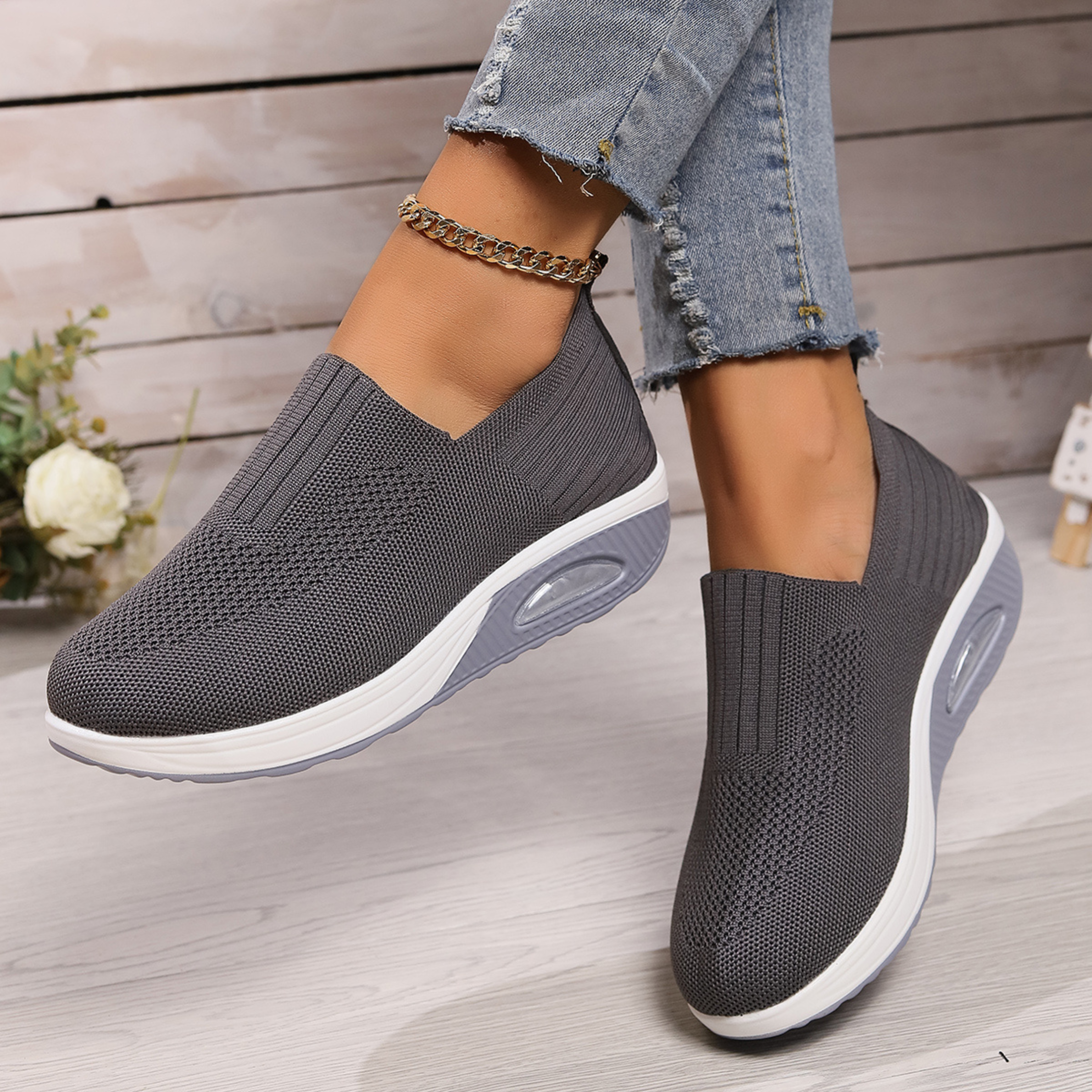 Orthopedic sneakers for women | Breathable slip-on mesh shoes for pain-free walking | Comfortable everyday shoes with support