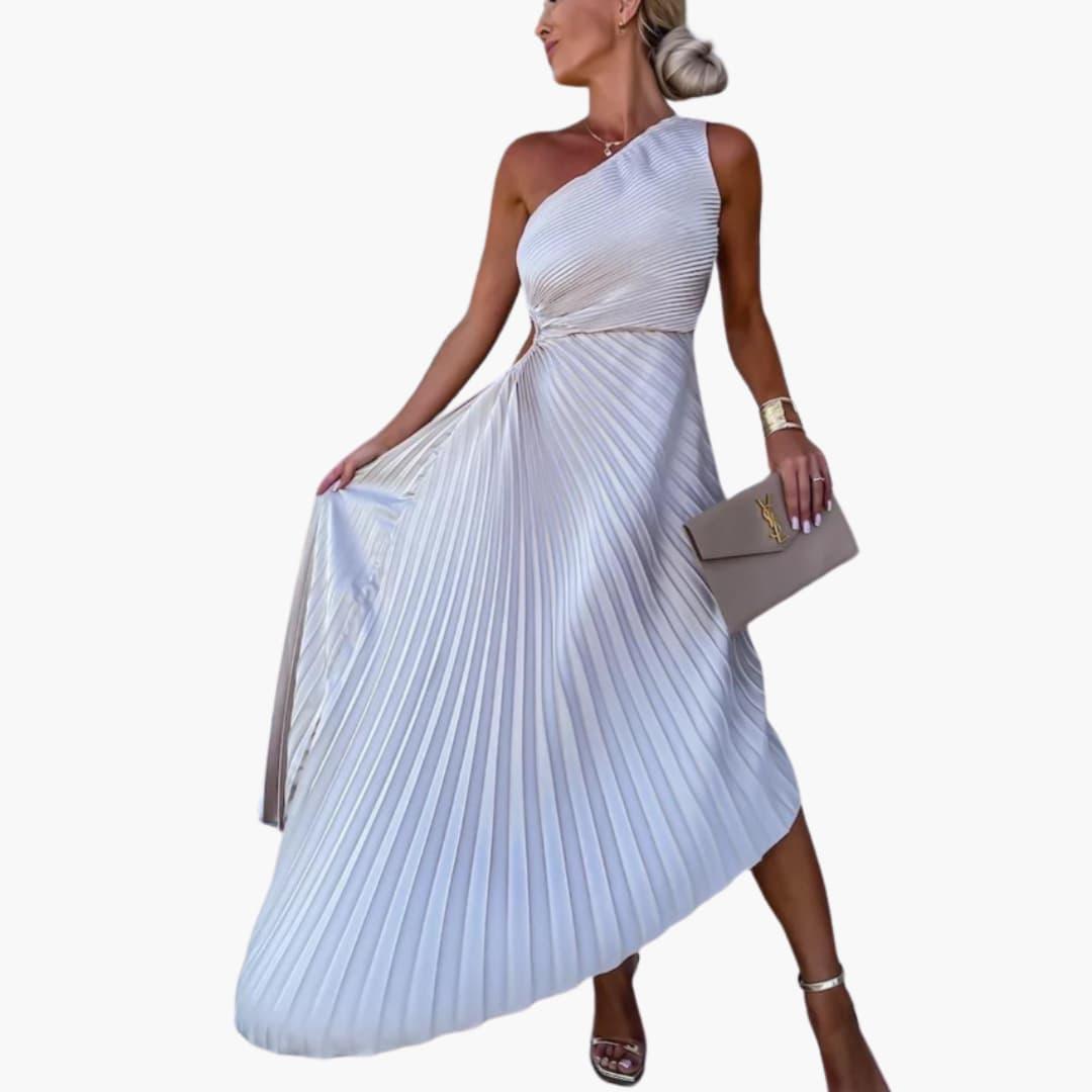Asymmetrisches Cocktailkleid für Damen mit One-Shoulder-Ausschnitt und Plissee-Design
