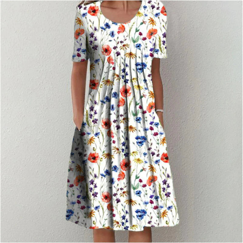 Lässiges Midikleid mit Blumenmuster für Damen
