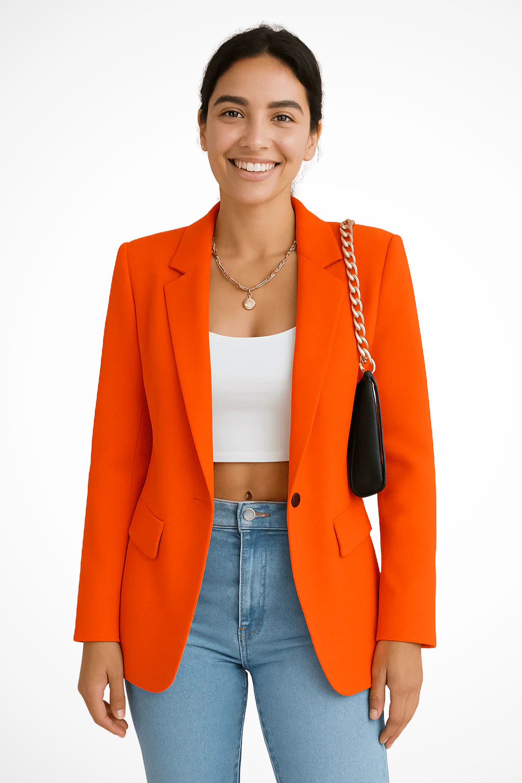 Women's Tailored Blazer | Elegant Single-Button Blazer with Notched Collar for Business and Everyday Wear | Modern Design with Flap Pockets