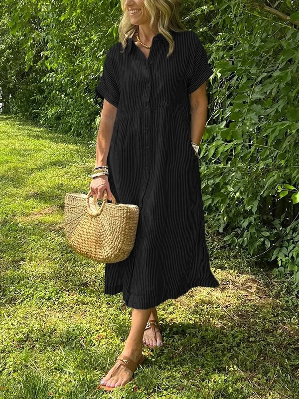 Gestreiftes Kleid mit Knopfleiste