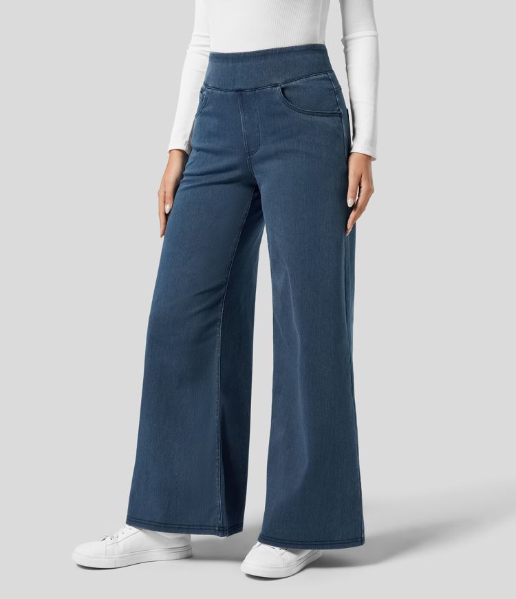 Bequeme Damen Jeans mit hohem Bund und elastischer Passform - Flexible Stretchhose für Alltag und Büro mit hohem Tragekomfort