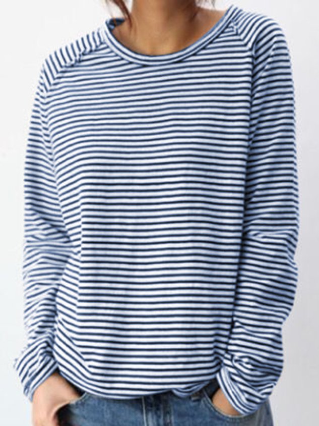 Striped Longsleeve for Women | Comfortable Long-Sleeve Shirt with Crew Neck | Loose-Fitting Sweatshirt in a Maritime Stripe Look