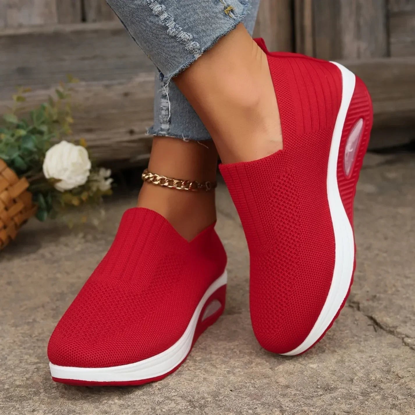 Orthopedic sneakers for women | Breathable slip-on mesh shoes for pain-free walking | Comfortable everyday shoes with support