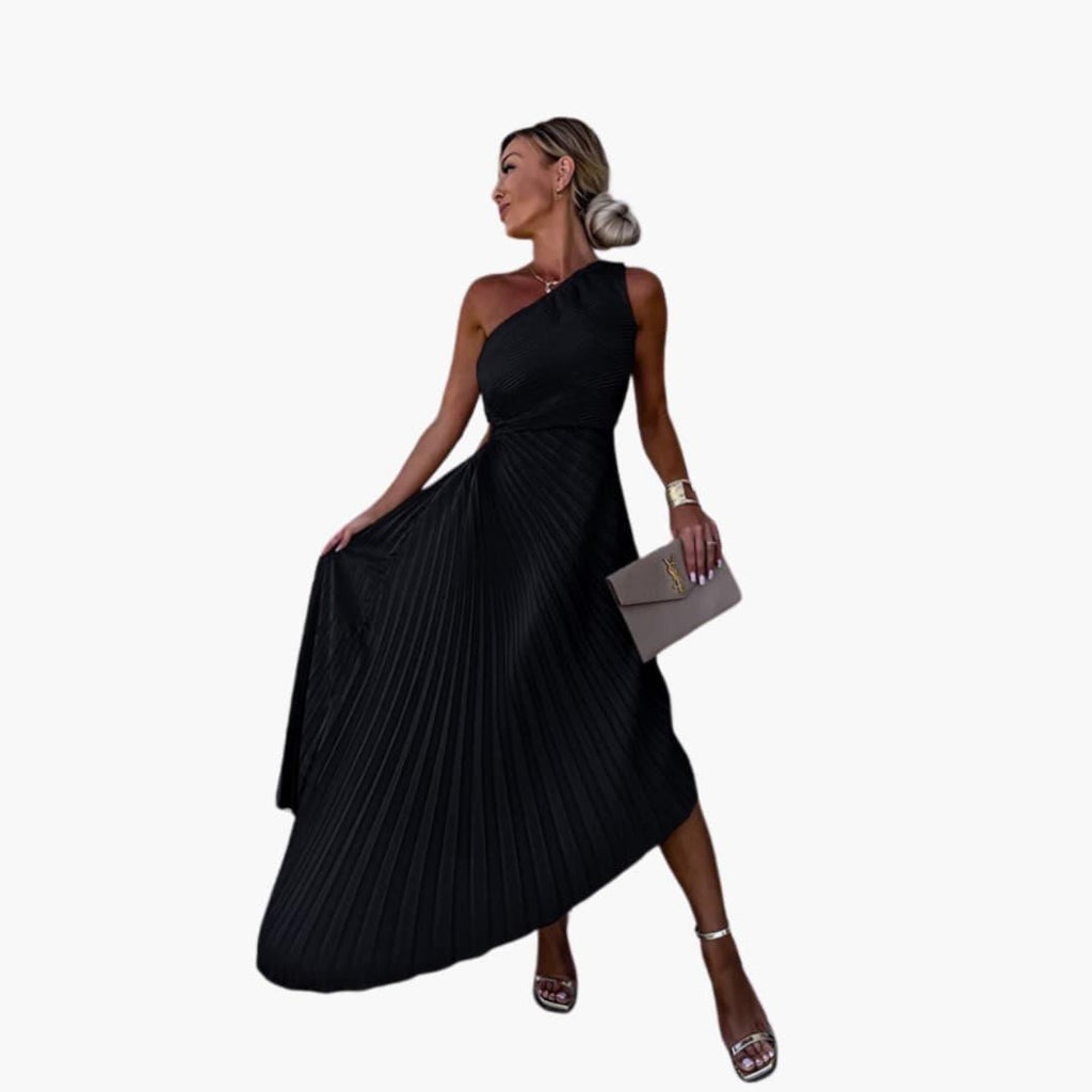 Asymmetrisches Cocktailkleid für Damen mit One-Shoulder-Ausschnitt und Plissee-Design