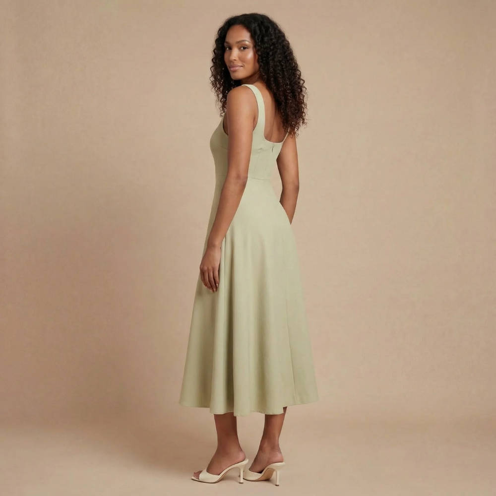 Women's Wedding Guest Square Neck Midi Dress Sleeveless - product image 5