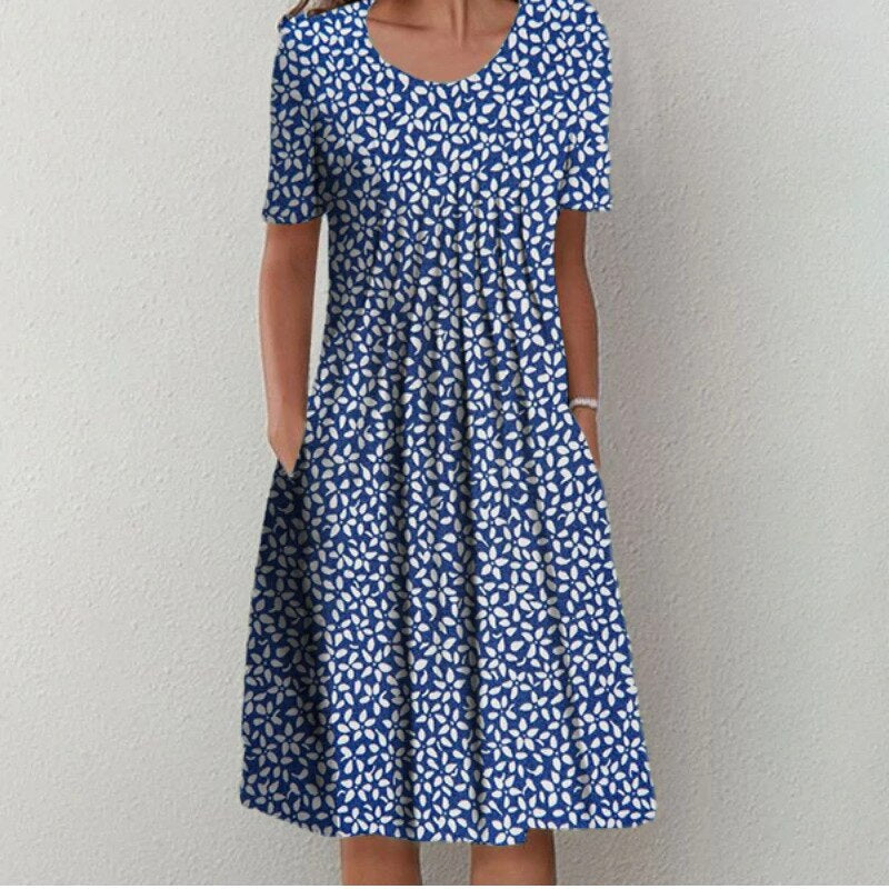 Lässiges Midikleid mit Blumenmuster für Damen