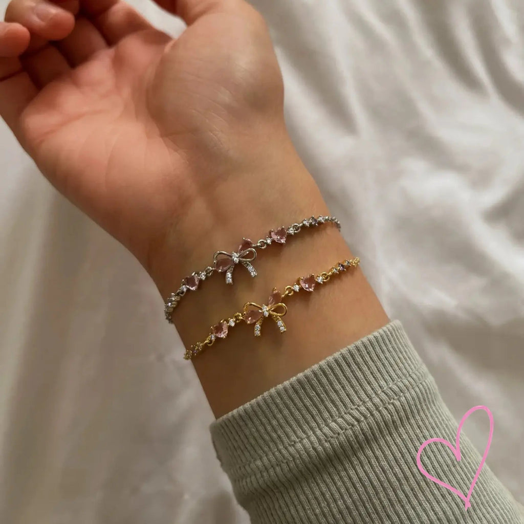 Damen Armband mit Schleife aus Edelstahl | Wasserfester Schmuck Verstellbar | Filigranes Schleifenarmband als Geschenkidee