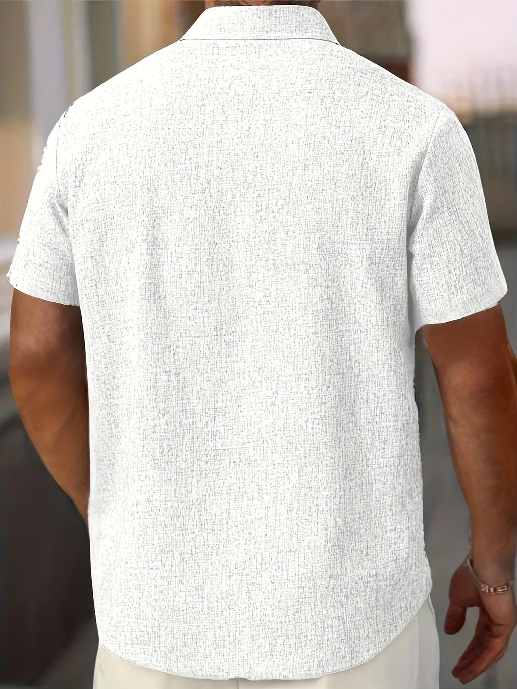 Men's Short-Sleeve Linen Shirt - Lightweight Summer Shirt Made from Linen Blend - Breathable Casual Shirt for Vacation and Everyday Wear