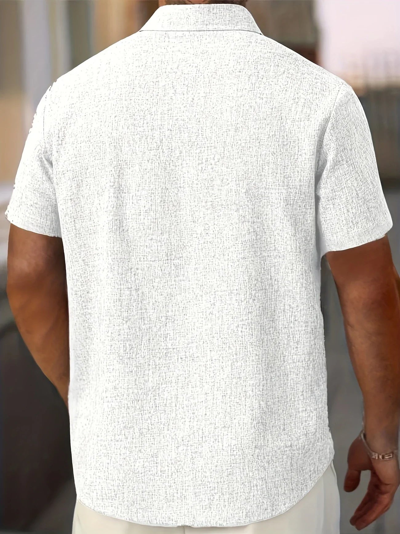Men's Short-Sleeve Linen Shirt - Lightweight Summer Shirt Made from Linen Blend - Breathable Casual Shirt for Vacation and Everyday Wear