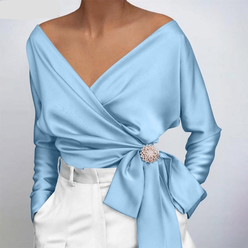 Davina - Smooth, Shiny Fabric Blouse