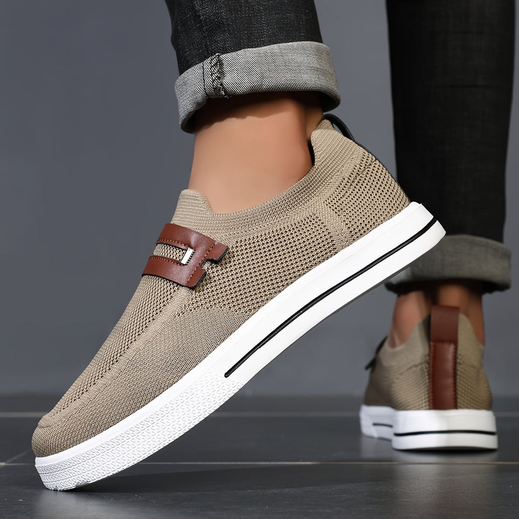 Men's Slip-On Sneakers | Breathable Knit Shoes for Everyday Wear | Lightweight Casual Shoes Without Laces & Comfortable