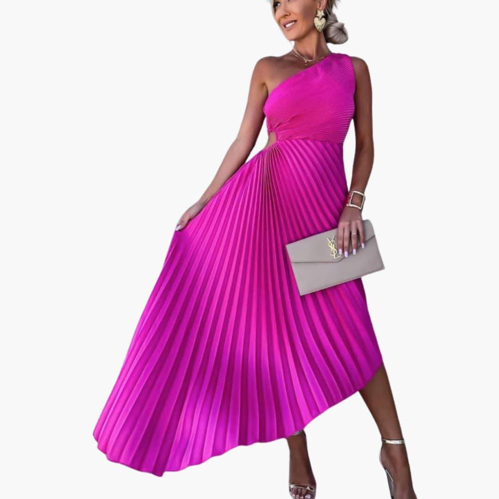 Asymmetrisches Cocktailkleid für Damen mit One-Shoulder-Ausschnitt und Plissee-Design