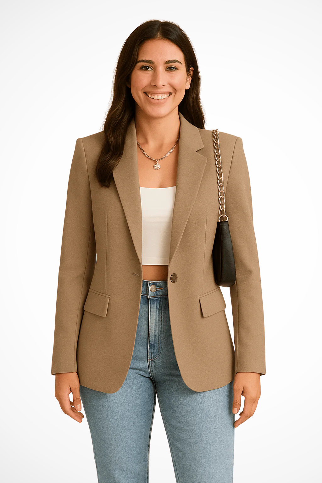 Women's Tailored Blazer | Elegant Single-Button Blazer with Notched Collar for Business and Everyday Wear | Modern Design with Flap Pockets