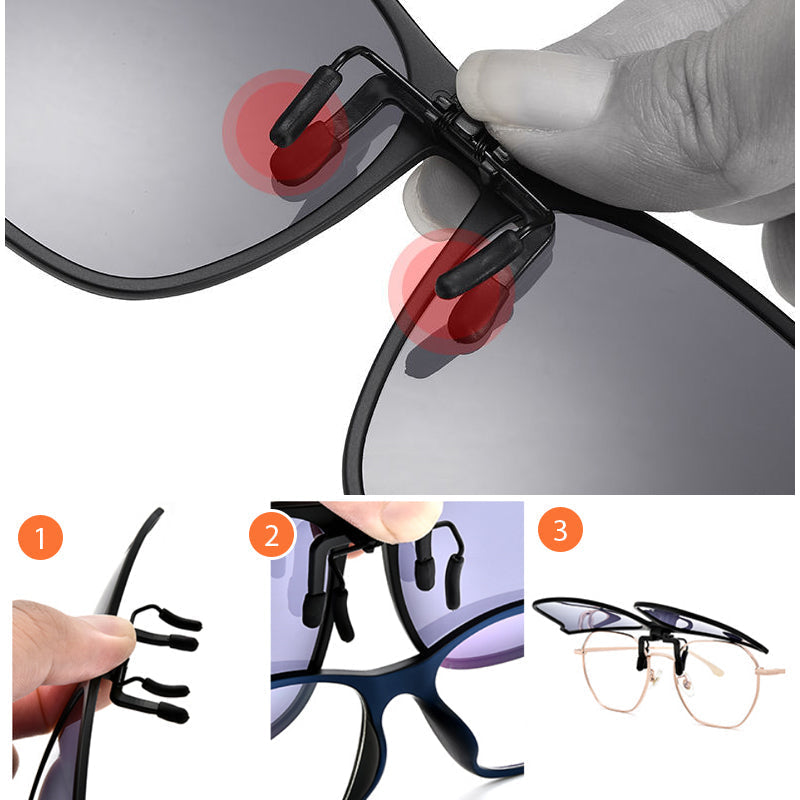 Polarisierter Clip-On Sonnenbrillenaufsatz für Brillenträger