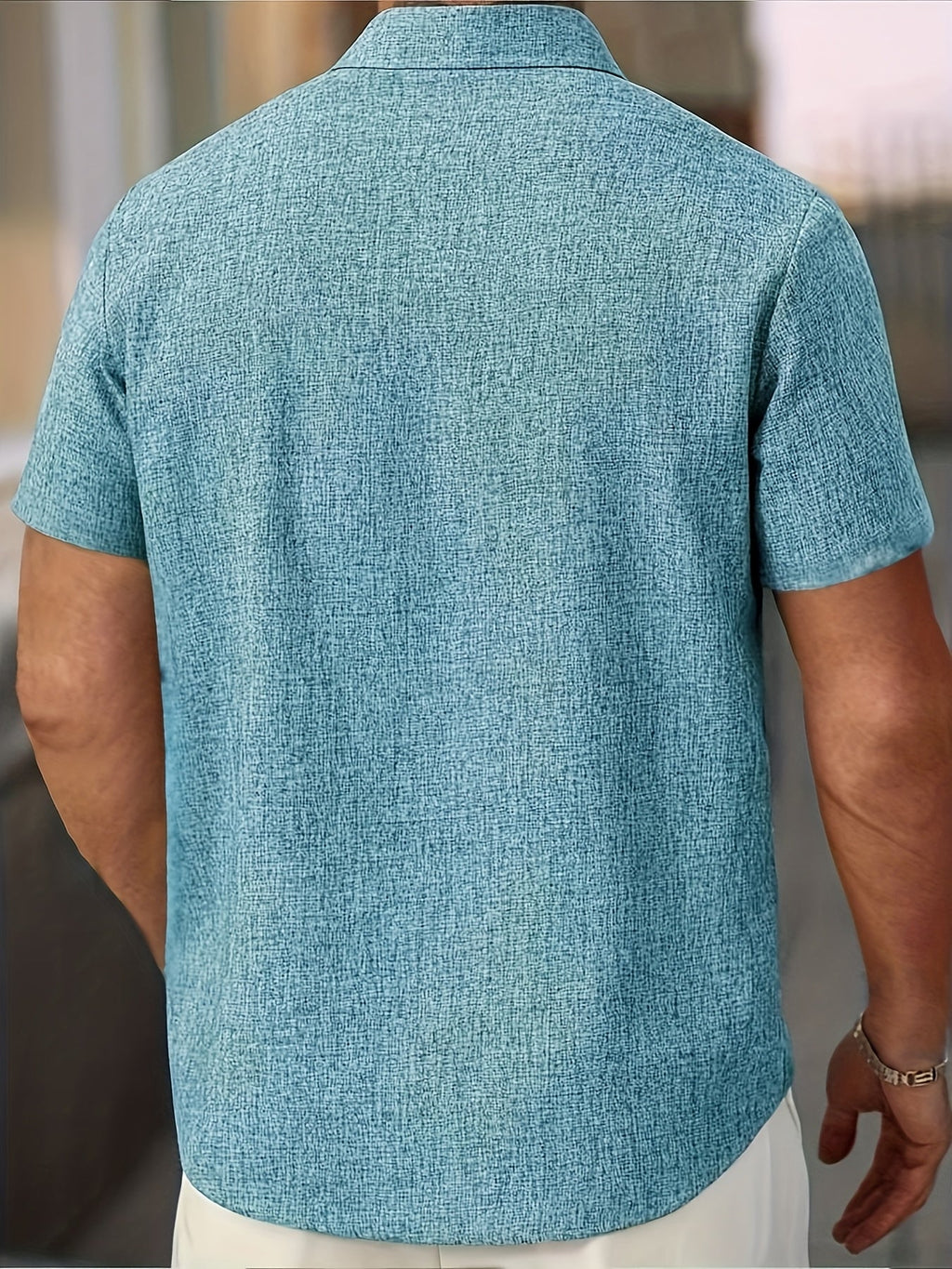 Men's Short-Sleeve Linen Shirt - Lightweight Summer Shirt Made from Linen Blend - Breathable Casual Shirt for Vacation and Everyday Wear