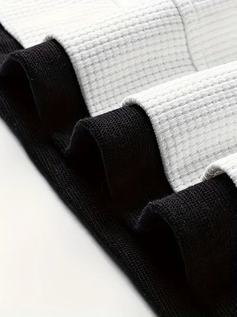 Waffle Knit Set for Men | Short Sleeve T-Shirt and Shorts Two-Piece | Breathable Casual Set with Drawstring | Relaxed Fit