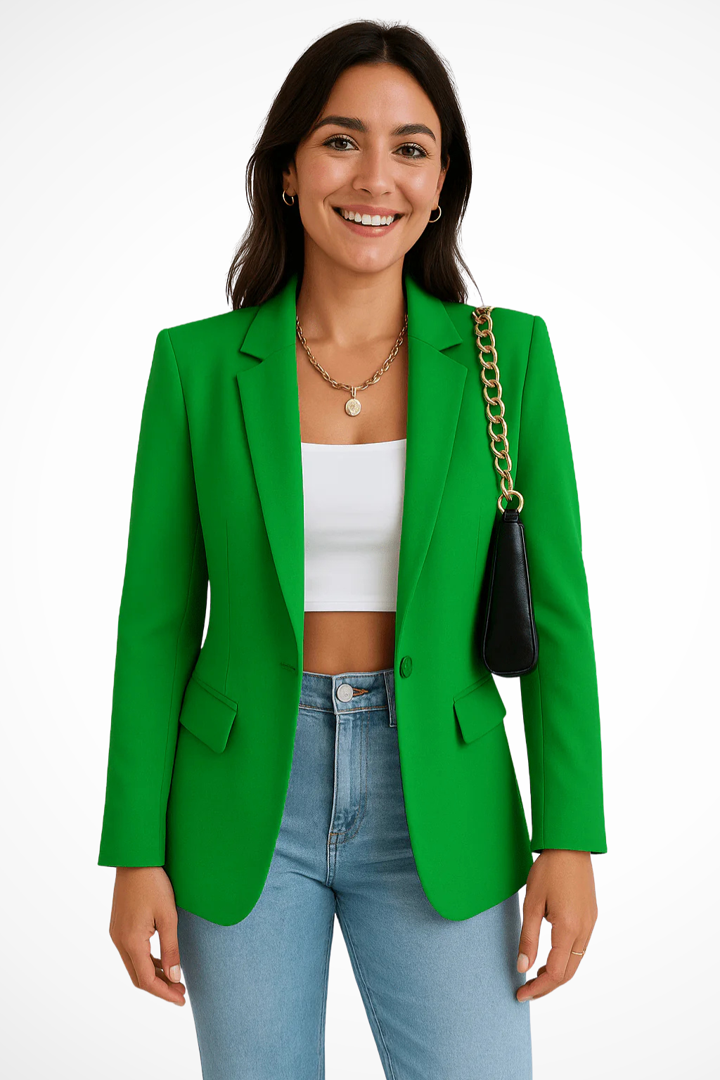 Women's Tailored Blazer | Elegant Single-Button Blazer with Notched Collar for Business and Everyday Wear | Modern Design with Flap Pockets