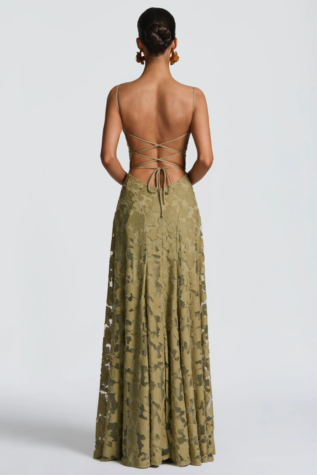 Maxi Dress for Wedding Guests | Women's Dress with Floral Brocade Pattern & Spaghetti Straps | Festive Long Evening Dress