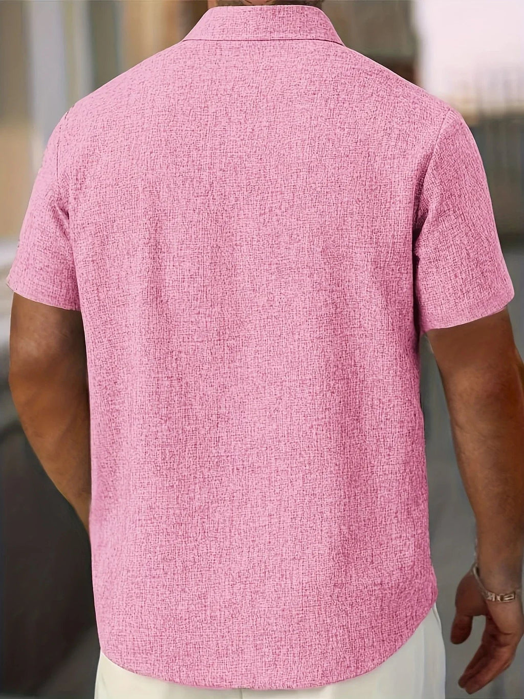 Men's Short-Sleeve Linen Shirt - Lightweight Summer Shirt Made from Linen Blend - Breathable Casual Shirt for Vacation and Everyday Wear