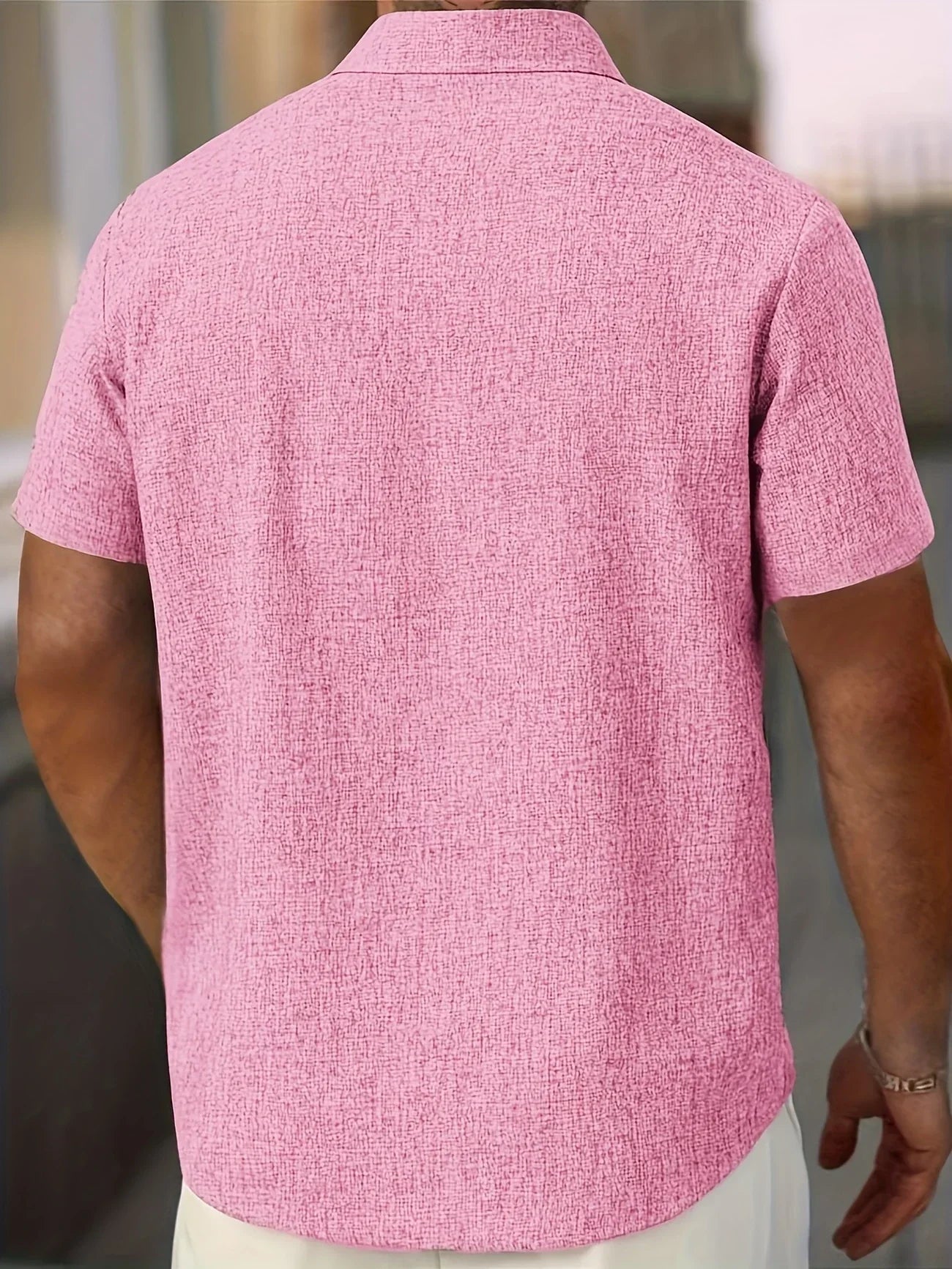 Men's Short-Sleeve Linen Shirt - Lightweight Summer Shirt Made from Linen Blend - Breathable Casual Shirt for Vacation and Everyday Wear