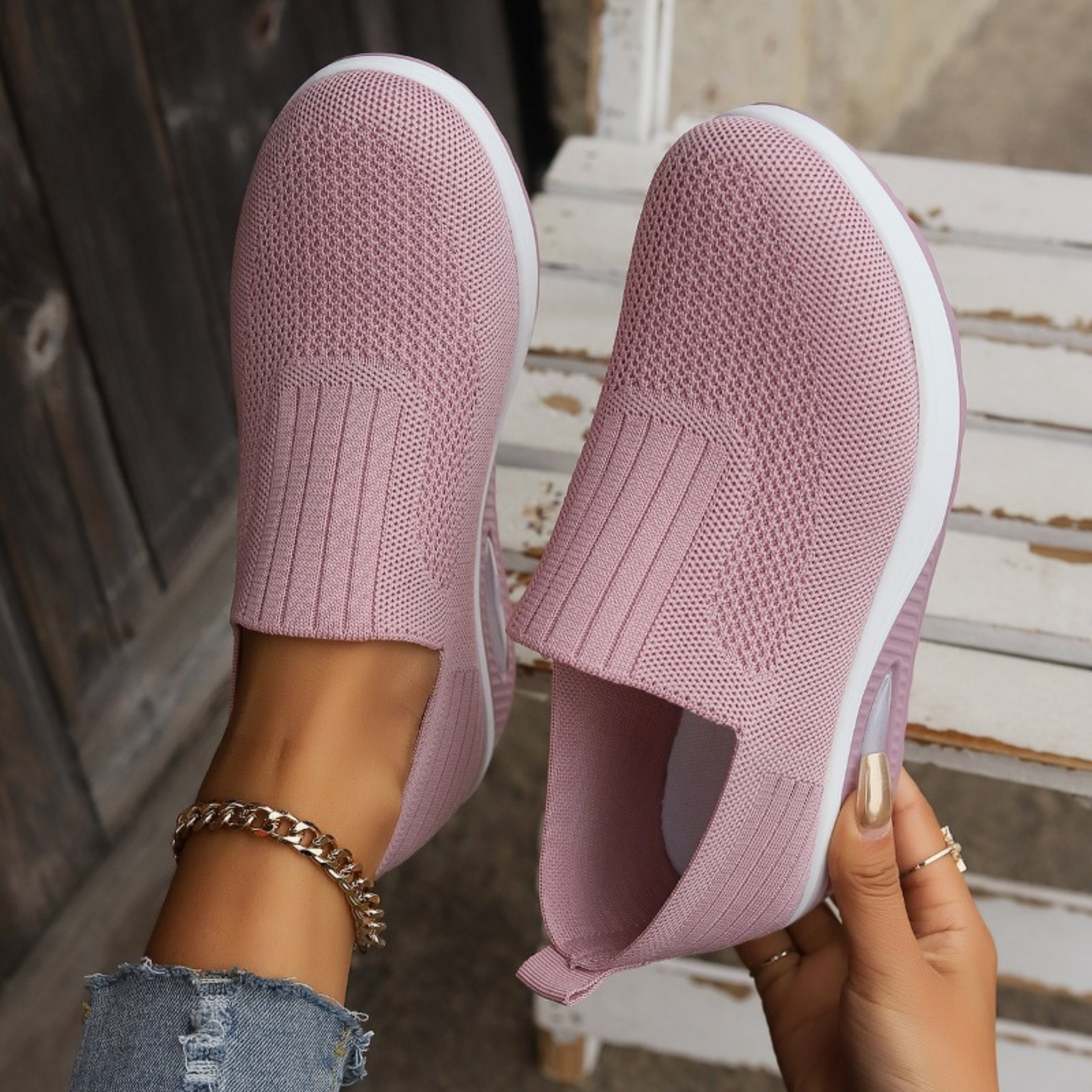 Orthopedic sneakers for women | Breathable slip-on mesh shoes for pain-free walking | Comfortable everyday shoes with support