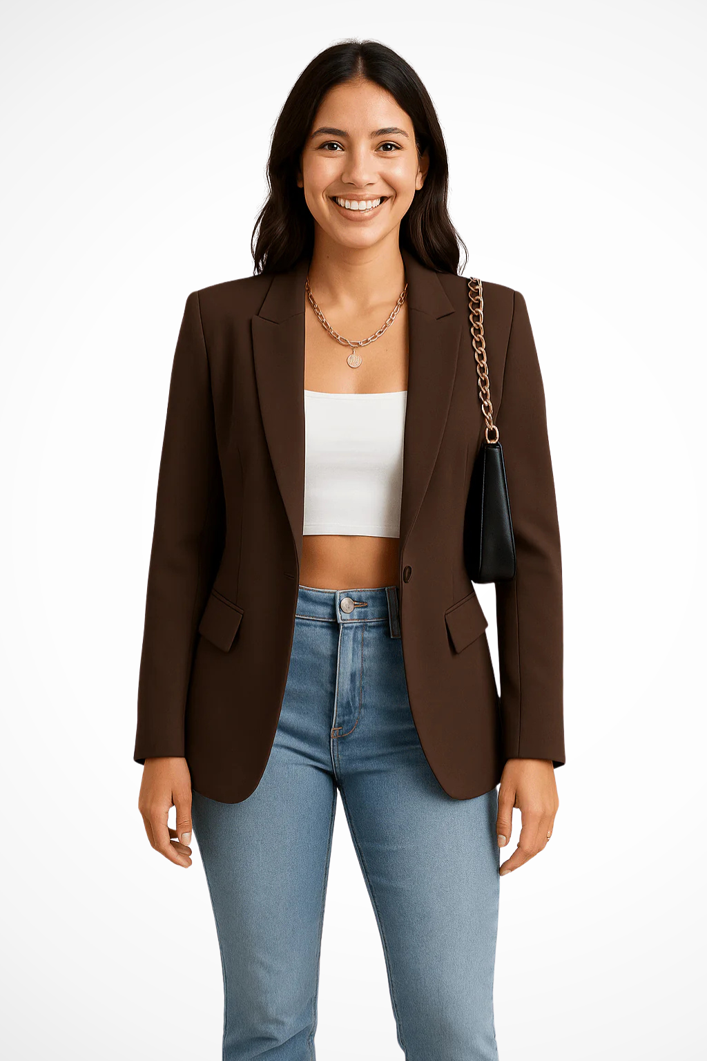 Women's Tailored Blazer | Elegant Single-Button Blazer with Notched Collar for Business and Everyday Wear | Modern Design with Flap Pockets