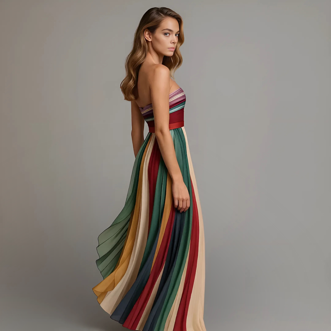 Trägerloses Plissee-Maxikleid für Damen