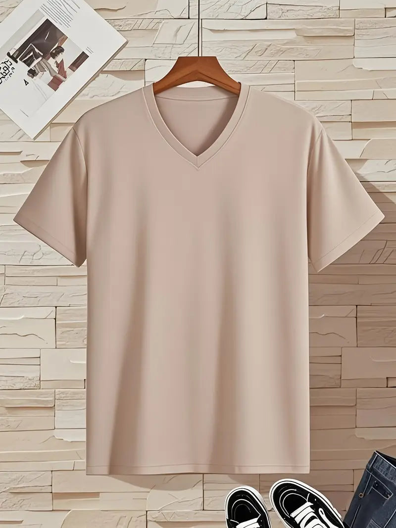 V-neck T-shirt for men | Fitted slim fit short-sleeve shirt made of soft fabric | Classic basic for everyday wear