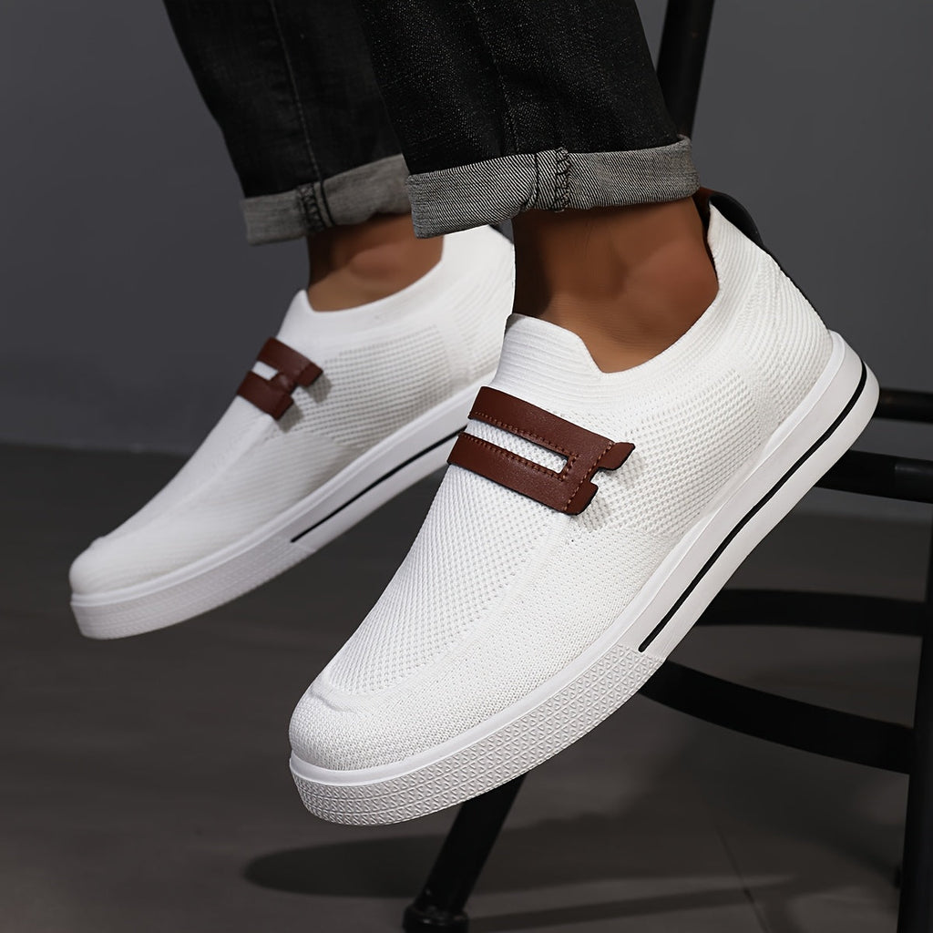 Men's Slip-On Sneakers | Breathable Knit Shoes for Everyday Wear | Lightweight Casual Shoes Without Laces & Comfortable