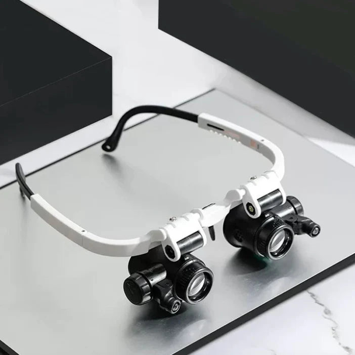 Verstellbare LED-Lupenbrille mit 8-facher, 15-facher und 23-facher Vergrößerung für Hobbys und Präzisionsarbeiten