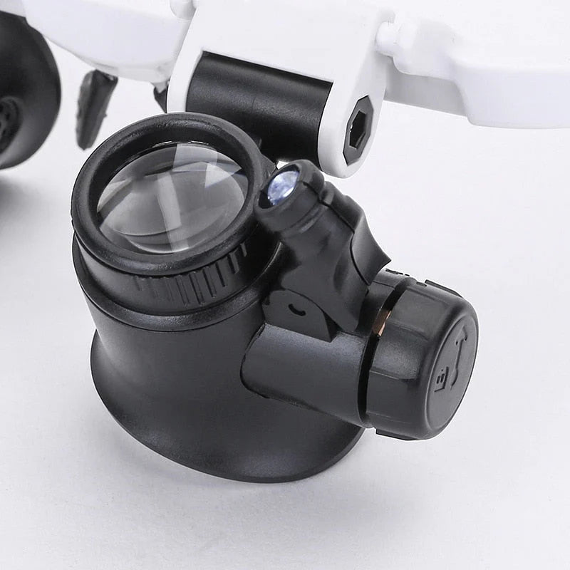 Verstellbare LED-Lupenbrille mit 8-facher, 15-facher und 23-facher Vergrößerung für Hobbys und Präzisionsarbeiten