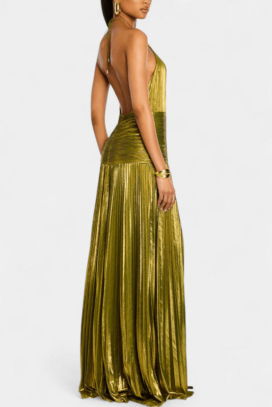 Schulterfreies Maxikleid in Grün für Damen