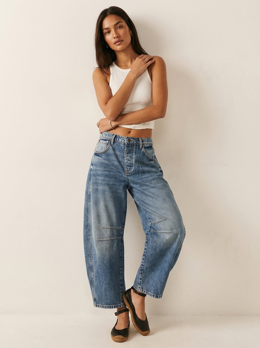 Damen Baggy Jeans mit hoher Taille | Relaxed Fit Denim Hose | Weite Jeans für einen modernen Look und hohen Tragekomfort